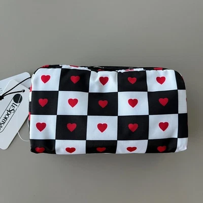 Bolso de Cosméticos Lesportsac Corazón Rojo a Cuadros Rectangular Nuevo con Etiquetas Foto 1 de 4