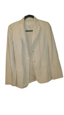 Chaqueta Blazer Ann Taylor LOFT de Lino para Mujer Beige, Crema Manga Larga Talla 2 Foto 1 de 4