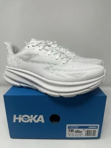 Zapatos deportivos Clifton 9 para mujer talla 7 B HOKA BLANCO/BLANCO 1127896 WWH NUEVOS - Imagen 1 de 5