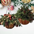 With Frosted Pine Cones LED Lights Pre-Lit Artificial Christmas Hanging Basket