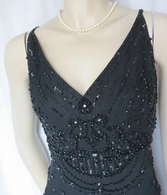 Laura Ashley Kleid 40 schwarz Abendkleid Seidenkleid Hochzeit Perlen Seide 90er - Bild 1 von 4