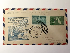 US First Flight Cover ~ Rehoboth Beach, DE ~ AM 97 Segment No 6 ~ June 5, 1949 - Picture 1 of 3