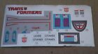 A Transformers Premium Quality Replacement Sticker/Decal Sheet For G1 Mirage