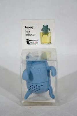 DELICIOSO INFUSOR DE TÉ DE SILICONA TEÆG GATO AZUL FLEXIBLE 2 PIEZAS NUEVO EN PAQUETE Foto 1 de 4