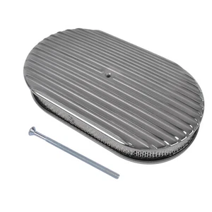 Filtro purificador de aire de aluminio pulido con aletas completas ovalado de 15" para SBC BBC 350 454 - Imagen 1 de 12