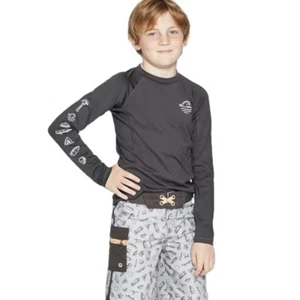 ART CLASS Boys' Long Sleeve Rash Guard Swim Shirt in Charcoal, Large 12/14 - Picture 1 of 4