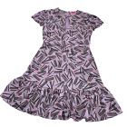 Kate Spade Dress Womens 0 Purple Matches Printed V-Neck Mini Ruffle Hem Keyhole