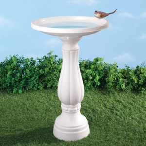 Elegant Bird Bath XL White Durable Drink Wash Birdbath Garden Yard Outdoor Decor - Picture 1 of 4