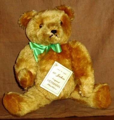 Teddy-Hermann Coburg-80iger-38cm-hart gestopft-goldgelb-Zustand 1 - Bild 1 von 4