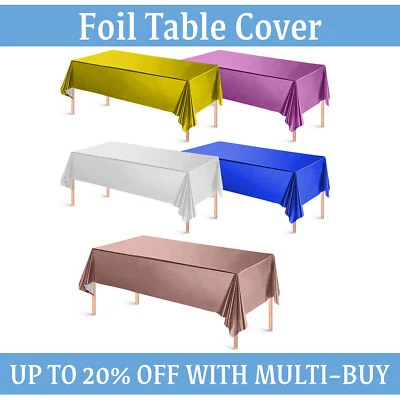 54" x 108" Foil Metallic Reusable Table Cloth Rectangle Covers Birthday Party - Image 1 of 4