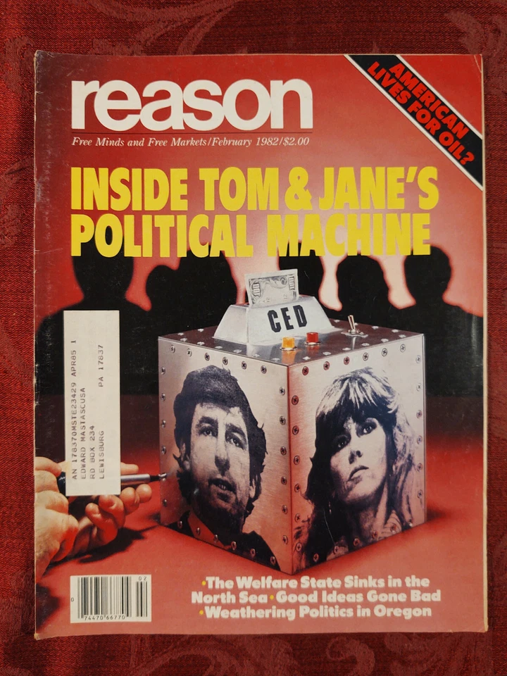 REASON magazine February 1982 CED Economic Democracy Jane Fonda Tibor R. Machan Foto 1 de 1