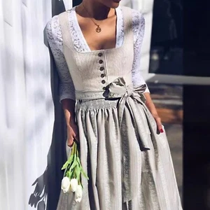 Damen Oktoberfest Dirndl Kleid Traditionelles Deutsches Bierfest Kostüm - Bild 1 von 15