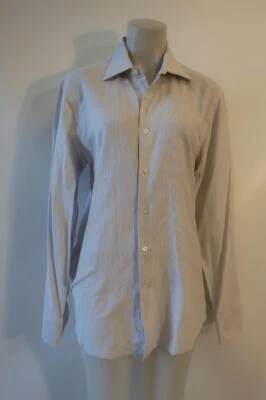 Mens Canali Off-White Textured Jacquard Dress Shirt Neck- 16 - Image 1 of 4