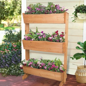 Hochbeet 3-stufige Blumenkasten Kräuterbeet XXL für Balkon Garten Holz Beet - Bild 1 von 5