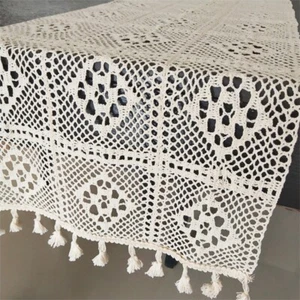 Vintage Crochet Cotton Tablecloths Lace Cabinet Covers Home Party Wedding Modern - Picture 1 of 16