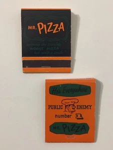 Lot 2 Vintage 1960s Mr Pizza Matchbooks Worlds Worst Public Enemy Number 1 Full - Picture 1 of 9