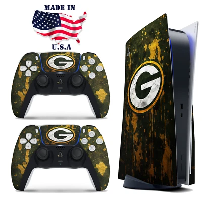 PS5 Disc Version Console & Controller Vinyl Skin Decal Wrap Green Bay Packers - Image 1 of 3