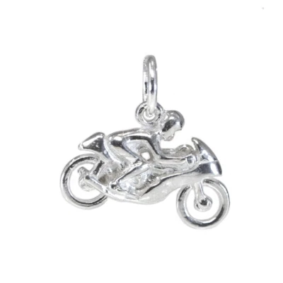 ENCANTO DE MOTO DE CARRERAS PLATA ESTERLINA   Foto 1 de 2