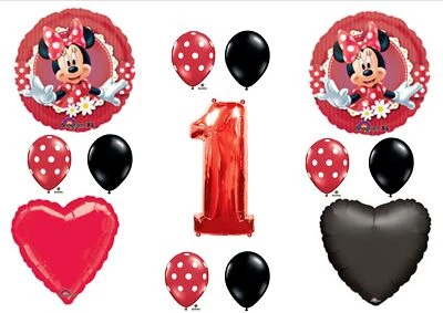 Mad About Minnie Mouse 1er Primer Cumpleaños Fiesta Globos Decoración Suministros Foto 1 de 4