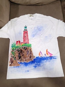 Lisa & Me Long Sleeve Collectable wearable art. LIGHTHOUSE/SAIL. Size: X-LARGE - Picture 1 of 5