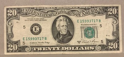 1981 A Series, $20 E5 District $20 FRN, S# E 15993717 B - Image 1 of 3
