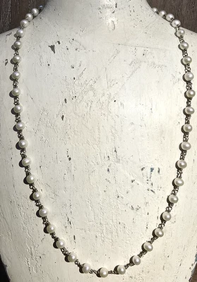 Collar de perlas Love Heals artesanal de plata de ley genuina de 5,5 mm ajustable 22" Foto 1 de 4