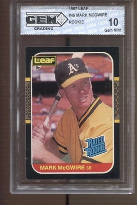 Mark Mcgwire Leaf #46 1987 gema como nueva 10 radiocontrol Rookie Cardinals A's Foto 1 de 2