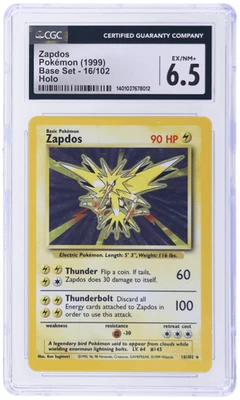 1999 Pokemon Base Set Zapdos Holo #16 CGC 6.5 - Image 1 of 2