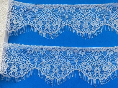 Pestañas florales blancas brillantes de 3 yardas ribete de encaje francés/costura/lencería/3,5" de ancho Foto 1 de 4