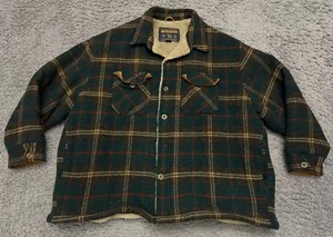 Woolrich Jacket Mens 2XL Green Plaid Wool Sherpa Lined Shacket Chore Barn - Picture 1 of 11