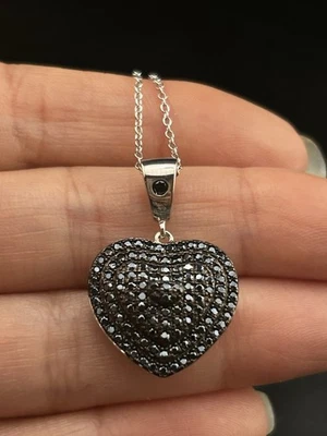 Sterling 925 Signed FZN Spinel Puffy Heart Necklace - Image 1 of 4