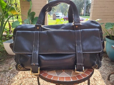 VINTAGE GUANG TONG BLACK LEATHER DUFFLE BAG - Image 1 of 4