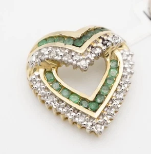 Smaragd & Diamant Herz Anhänger. 14k Gelbgold. 5,3 - Bild 1 von 6