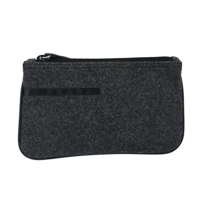 PRADA Pouch Wool Black Auth ti2350 - Image 1 of 4