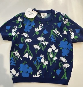 Kate Spade Target Mixed Floral Short Sleeve Crewneck Pullover Sweater Size Small - Picture 1 of 2