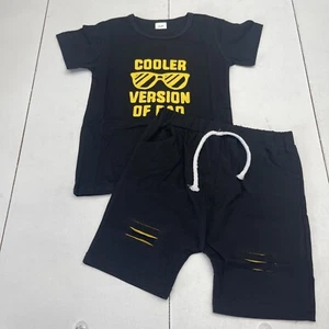 Youth Boys Cooler Version Of Dad Black T Shirt & Shorts Outfit Size 3-4 New - Picture 1 of 9