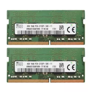 Hynix 8GB 2X4GB DDR4 2133MHz PC4-17000 1RX8 SODIMM Memory Ram HMA451S6AFR8N - Picture 1 of 5