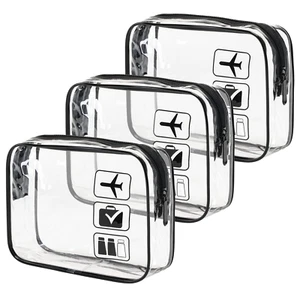 TSA Approved Toiletry Bag, 3 Pcs Clear Toiletries Bags Quart Size Travel Makeup - Picture 1 of 12