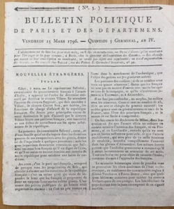 Corse Salicetti à Gênes 1796 Armée d’Italie Lafayette Châlons-sur-Marne Toulon - Picture 1 of 9