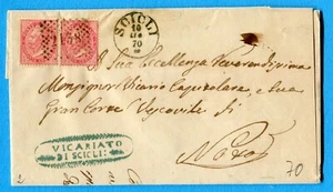 1870 SCICLI cerchio sardo-italiano su DLR c.40 COPPIA tirat.TO per Noto (285672) - Imagen 1 de 2