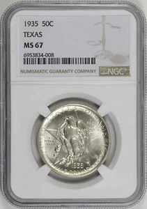 1935 Texas Half Dollar 50c NGC MS67, Classic Silver Commemorative [BN008] - Picture 1 of 4