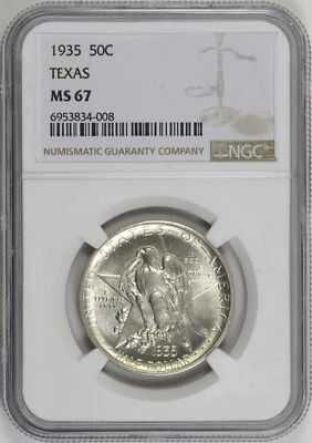 1935 Texas Half Dollar 50c NGC MS67, Classic Silver Commemorative [BN008] - Image 1 of 4