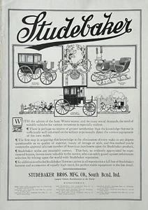 1907 Ad Studebaker Bros South Bend IN Opera Bus & Station Wagon Carriages Sleigh - Picture 1 of 1