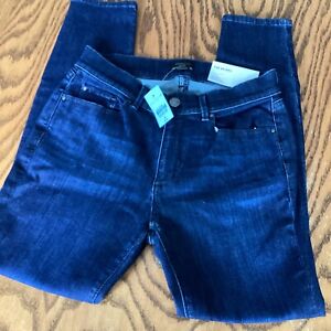 NWT Ann Taylor The Skinny Mid Rise Ankle Jeans 2P 2 Petite Dark Wash