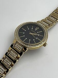 ARMITRON Now Gold Womens 34mm Quartz Watch Crystal Bezel Bracelet 75/5418GP
