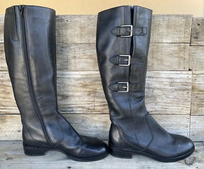 Bota de montar ECCO para mujer talla 37 EE. UU. 6,5 cuero Hobart hebilla cremallera hasta la rodilla negra Foto 1 de 4