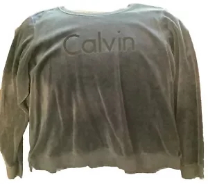 Womens Calvin Klein 2X Velour Dark Blue Performance Sweatshirt Signature Top - Picture 1 of 4