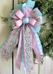BICYCLE BOW WIRED RIBBON / DOOR WREATH MAILBOX SWAG FENCE # 174 rb - Picture 1 of 3