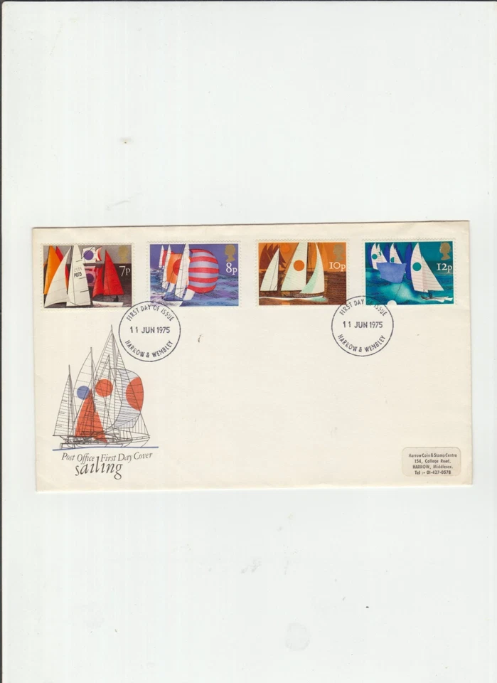 British First Day Cover Sailing Centenaries 11/6/1975 -Harrow & Wembley - Image 1 of 1