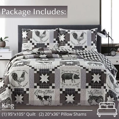 Virah Bella - Farm Life - Lightweight Reversible Quilt w/ Pillow Sham(s) - Image 1 of 4